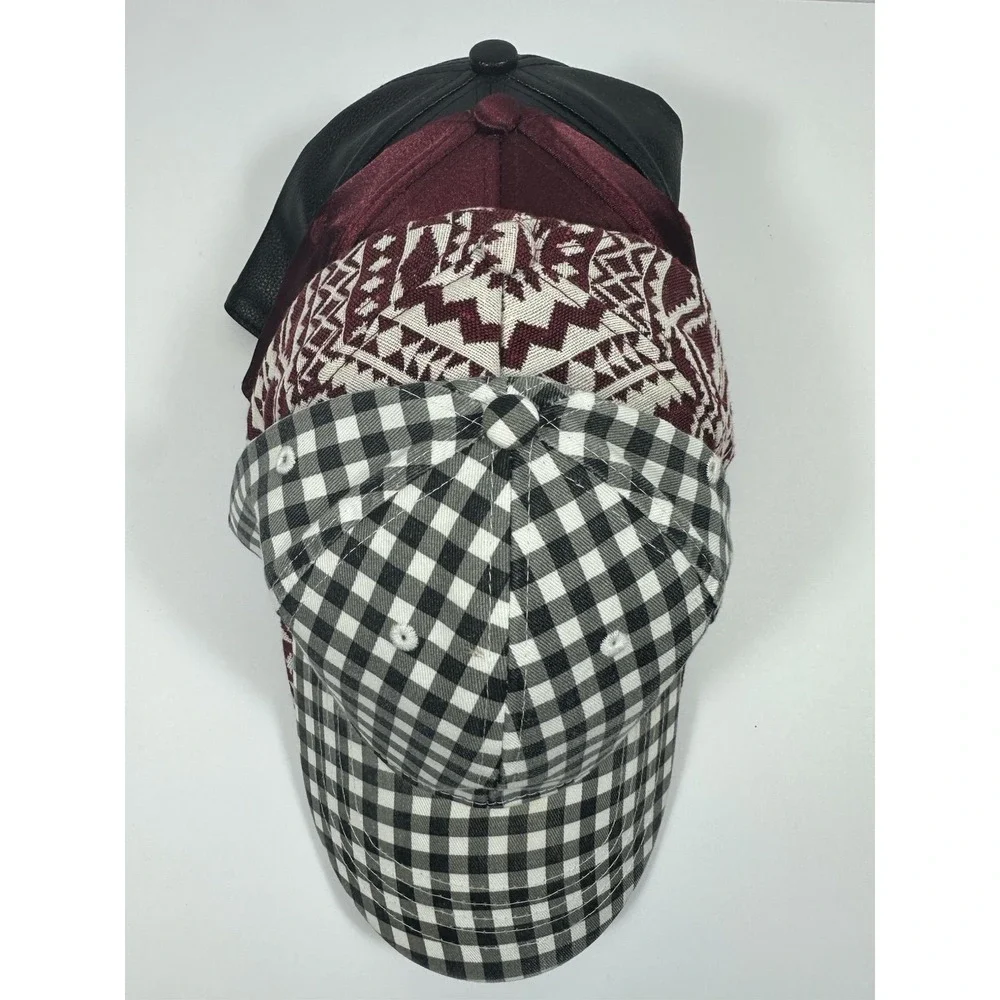Fashion Baseball Caps Assorted Burgundy Black White Mix & Match Hats Lot Of 4
